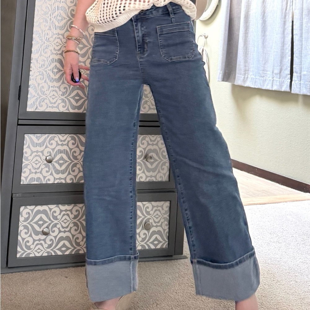 NWT wide leg jeans with pre-sewn cuff